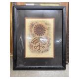 Framed Petroglyph-style print artwork