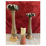 3 pc. Papila sculted resin palm tree candles