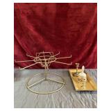 Bundle of vintage brass-toned metal lazy susan