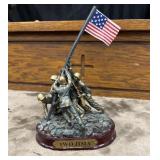 Bronze-finished Iwo Jima memorial figurine.