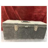 Heavy-duty, Dark Gray Plastic Toolbox.