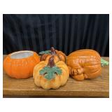 4 Ceramic Pumpkin Figurines For Fall Decor