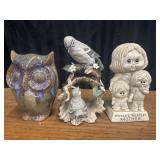 Homco mockingbird figurine, owl and Mom.