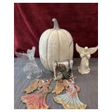 Bundle of HomeGoods white round pumpkin glittery