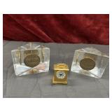 3pc. Gold-tone Metal Mini Carriage Clock