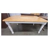 Farmhouse Table & 4 Chairs Pine Top White Legs