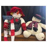 Snowden plush snowman, and Gemmy Mr. Snowman