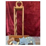 Bundle of handmade vintage wooden decor items.