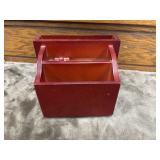 Wooden swivel desk or remote organizer.