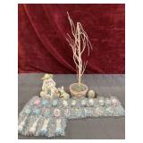 18" Easter tree with 24 wooden ornaments.