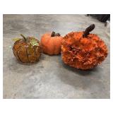 3 Decorative fall pumpkins.