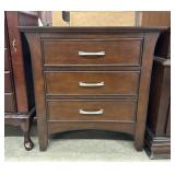 Modern Solid 3-Drawer Wood Nightstand
