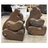 2 Vintage-style, Sculpted Wooden Bear Figures