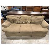 Tan Three-cushion Fabric Sofa Couch