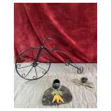 3 pc. vintage-style black iron tricycle features