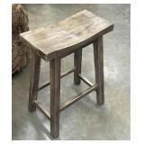 Rustic Curved Wood Vanity Stool
