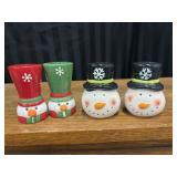 2 Sets of Christmas salt and pepper shakers