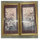 2 Hummingbird floral framed Prints.