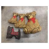 4 Vintage Teddy Bear and Scottie Pillows.