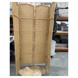 6 pc. Four panel wicker room divider , and woven