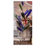 Handmade Bottle Tree with Multi-Colored Bottles