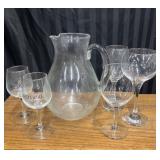 Glass Tea Pitcher with Wine Glasses