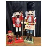 3 wooden holiday nutcracker figurines