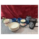 Bundle of kitchen small bowls, mugs ,and  Holiday
