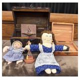 A vintage-style wooden treasure chest and a