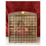 Vintage wooden display case thimble box grid of