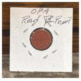 1944 UAS OPA Point Ration Token.