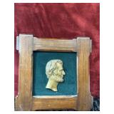 Vintage brass wall plaque Abraham Lincoln. relief