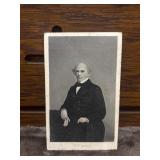 Carte de visite features a portrait engraving of