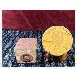 2 pc. Vintage wooden souvenir block portrait