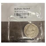 1930 Buffalo Nickel 5 Cent U.S. Coin