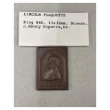 J. Henry Ripstra Bronze Lincoln Plaquette.