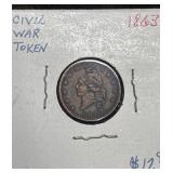 1863 Copper Civil War Token Collectible