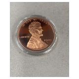 1 oz (or 5 oz) copper bullion round designed as a