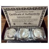 3 Uncirculated Morgan Silver Dollars 1880, 1881,