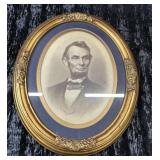 1860s Abraham Lincoln Portrait, Oval Gold Frame