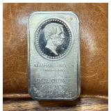 Abraham Lincoln 1oz .999 Fine Silver Art Bar from