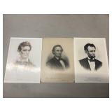 3 photos of Abraham Lincoln.