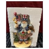 Patriotic Uncle Sam Santa figurine hand-painted
