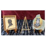 3pc. Framed silhouette Abraham Lincoln signature