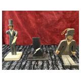 3pc. Abraham Lincoln Hand Carved Figures Signed