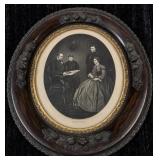 1865 "Lincoln Family" oval engraving photograph