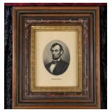 Abraham Lincoln Portrait Engraving in Wood Frame