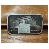 1973 Pioneer Mint Lincoln Memorial 1oz .999 Fine