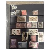 A collection of vintage Abraham Lincoln stamps.