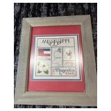 Framed Mississippi cross-stitch Virtue